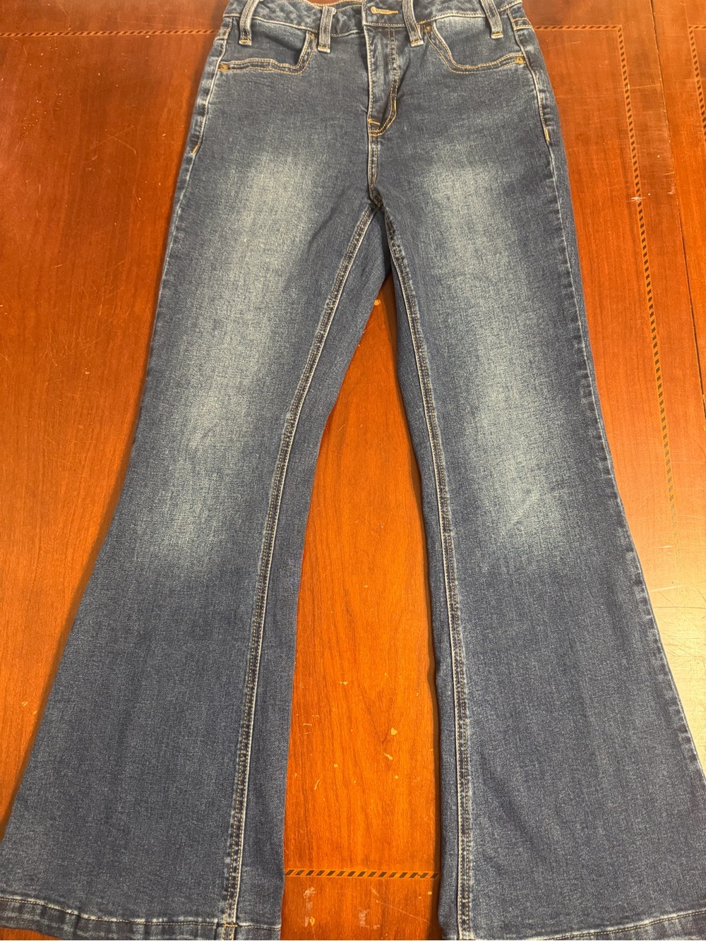 Rock & Roll Denim High Rise Flare Jeans W28 L32 Dark Wash Western Bell Bottoms